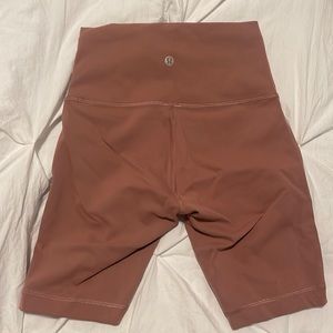Light pink/rust Lululemon biker shorts